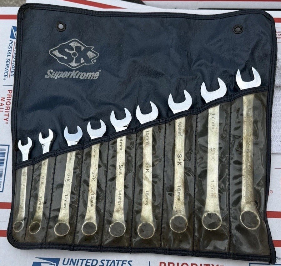 VINTAGE S-K Tools USA Super-Krome® Metric W/CASE Super Chrome wrenches CLEAN