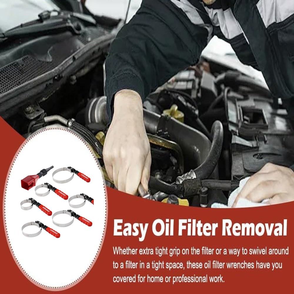 Set of 7 Swivel Oil Filter Wrench 2-1/6” – 5-1/4″ 6 Size Oil Filter Tool Remover