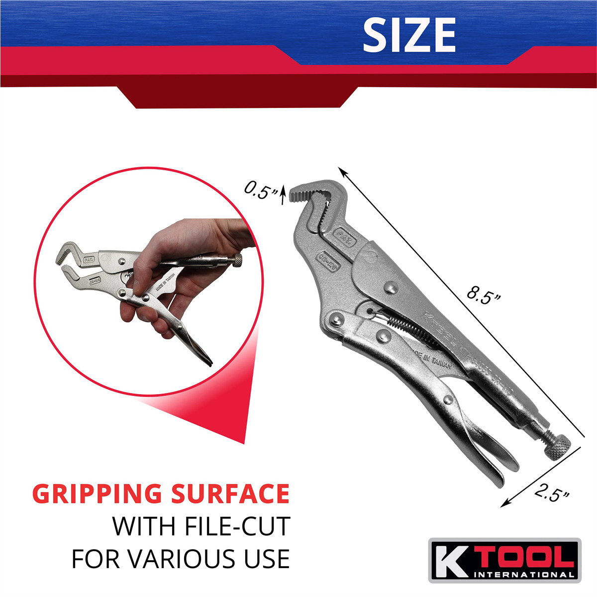 K Tool International 54053 Parrot Nose Adjustable Pliers Heavy Duty Grip