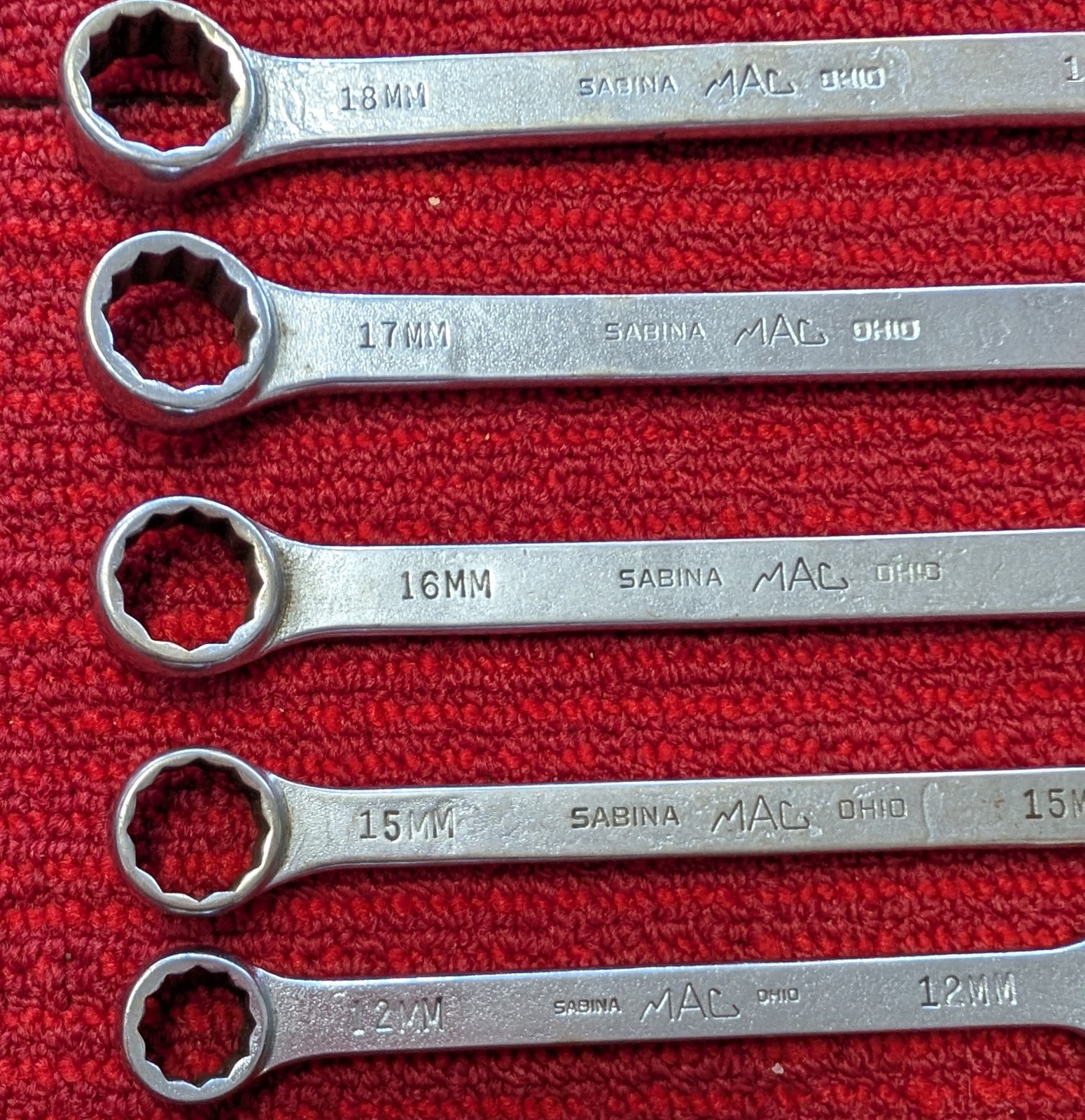 Set Of 6 Metric Combination MAC wrenches 19, 18, 17, 16, 15, 12