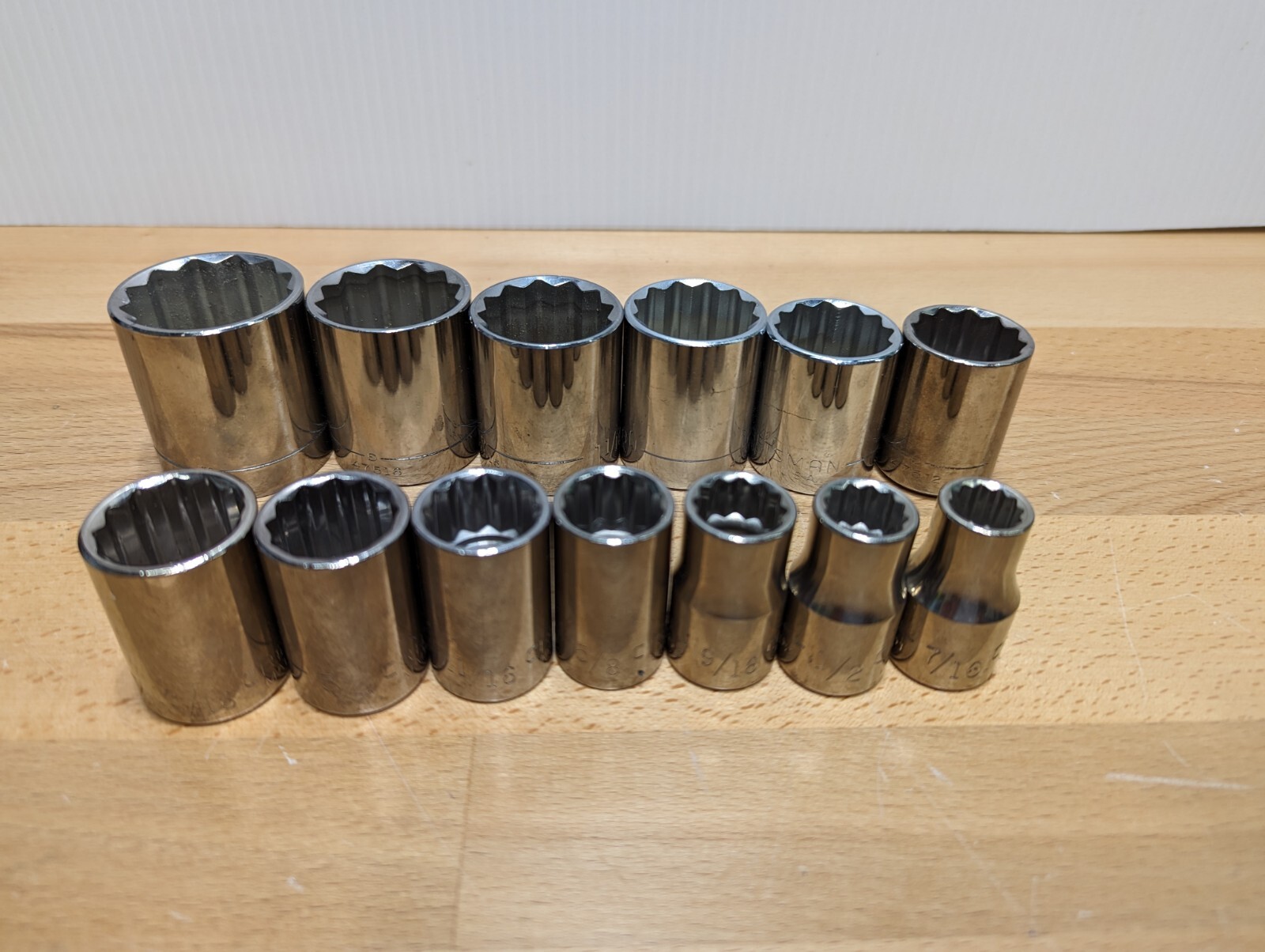 NOS Craftsman G Series 12 Point 1/2″ Made In USA 7/16″ To 1 1/4″ 13 Piece Set