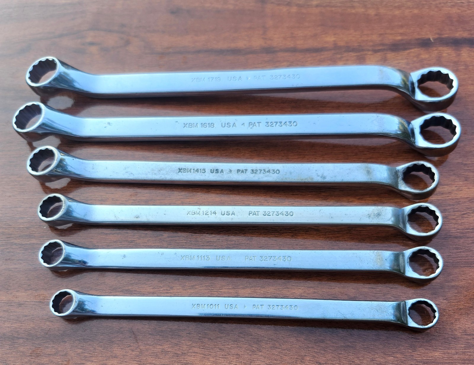 Snap On XBM1011-1719 10-19mm 12 Point 6 Piece 10° Offset Box End Wrench Set USA