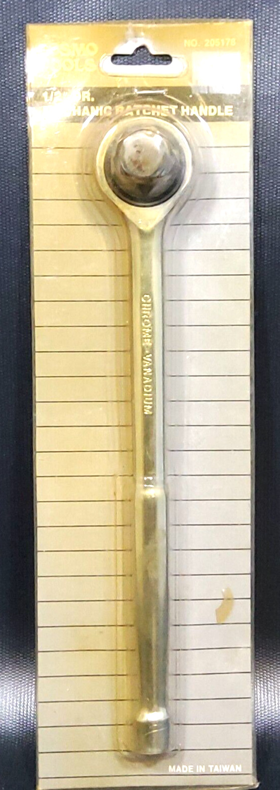 Vtg 1/2″ Drive Cosmo Tools Mechanics Ratchet Handle Chrome Vanadium 10″ Long NOS