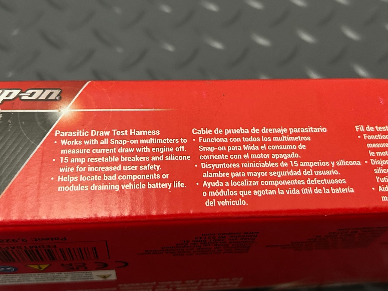 Snap On Tools 15A Parasitic Draw Test Harness with Resettable Breakers NEW