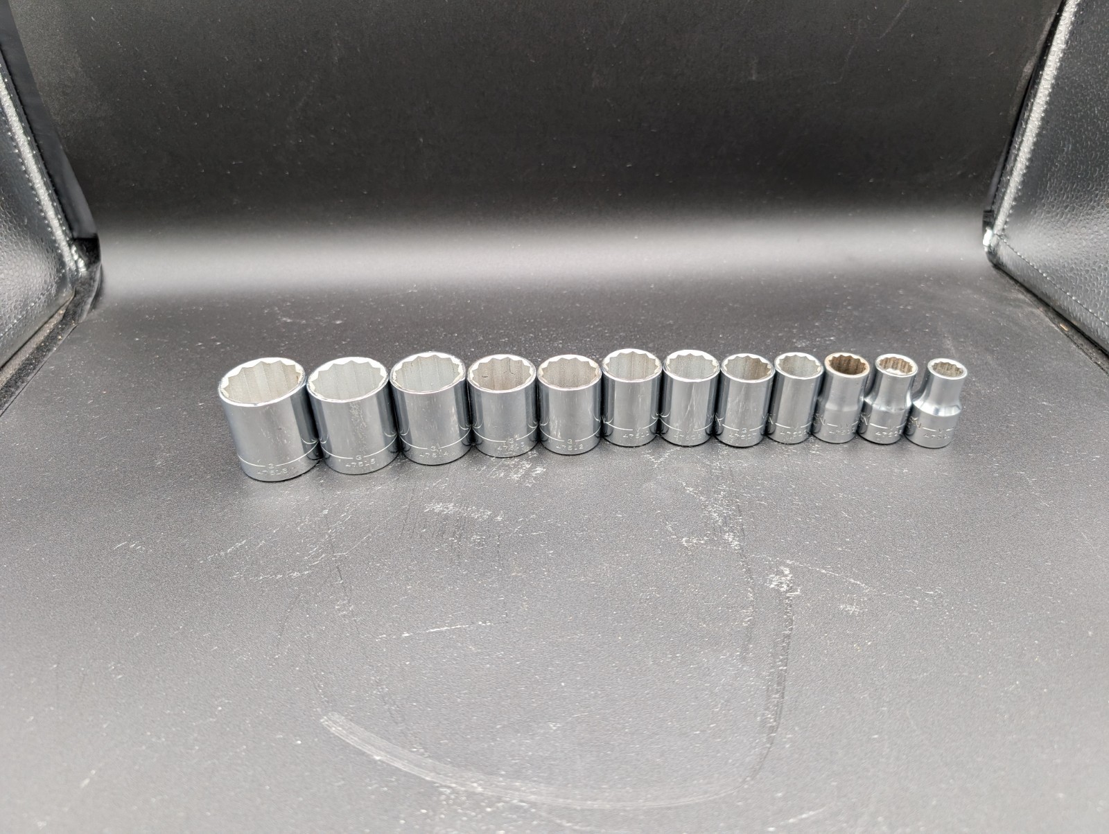 Craftsman Vintage 12pc Socket Set 1/2″ Dr 12 Pt Shallow 7/16″ to 1 1/8” G, V USA