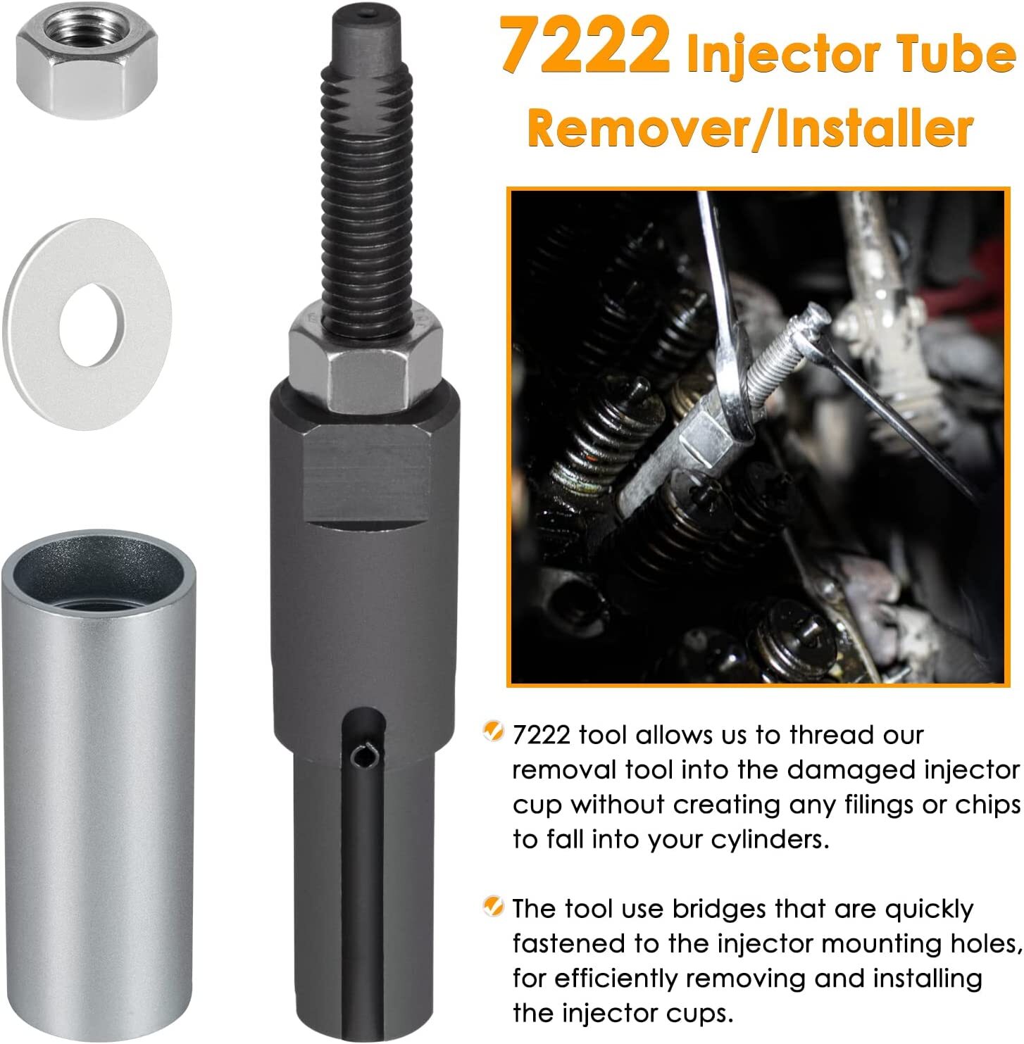 Injector Puller + Injector Tube Remover/Installer Kit for GM Duramax 6.6L Engine