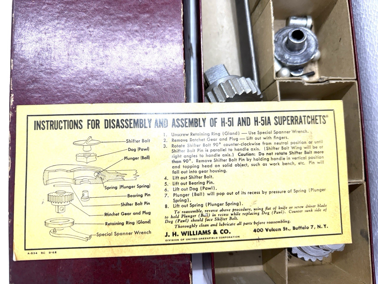 Williams PAH-51 Ratchet Repair Kit- Open Box- Mostly New As Pictured