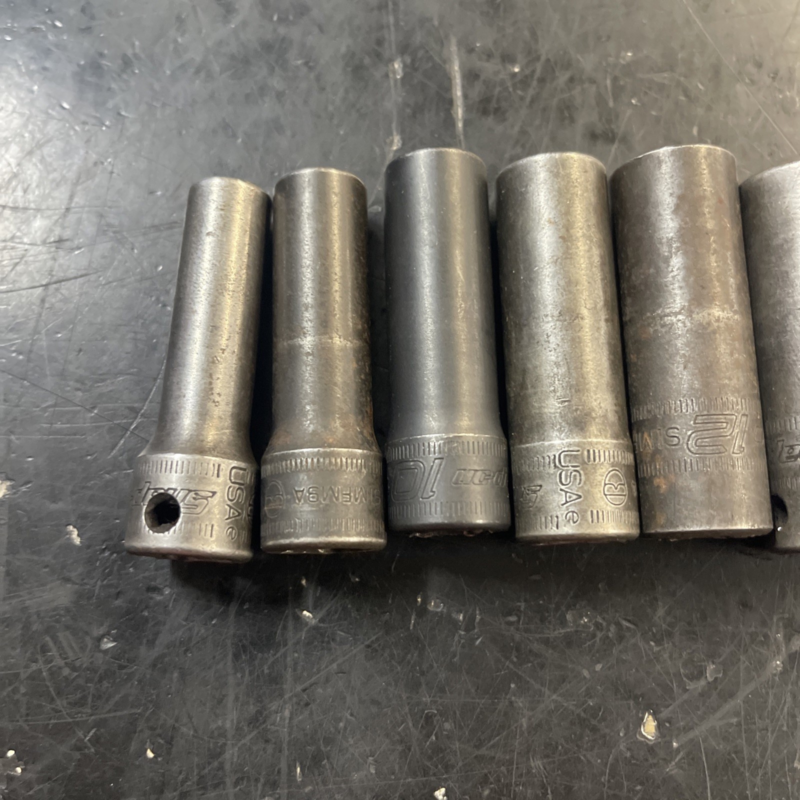 Snap-On 12 Pcs 3/8″ Dr 6pt Deep Impact Sockets 8-19mm + 21mm Missing 20mm