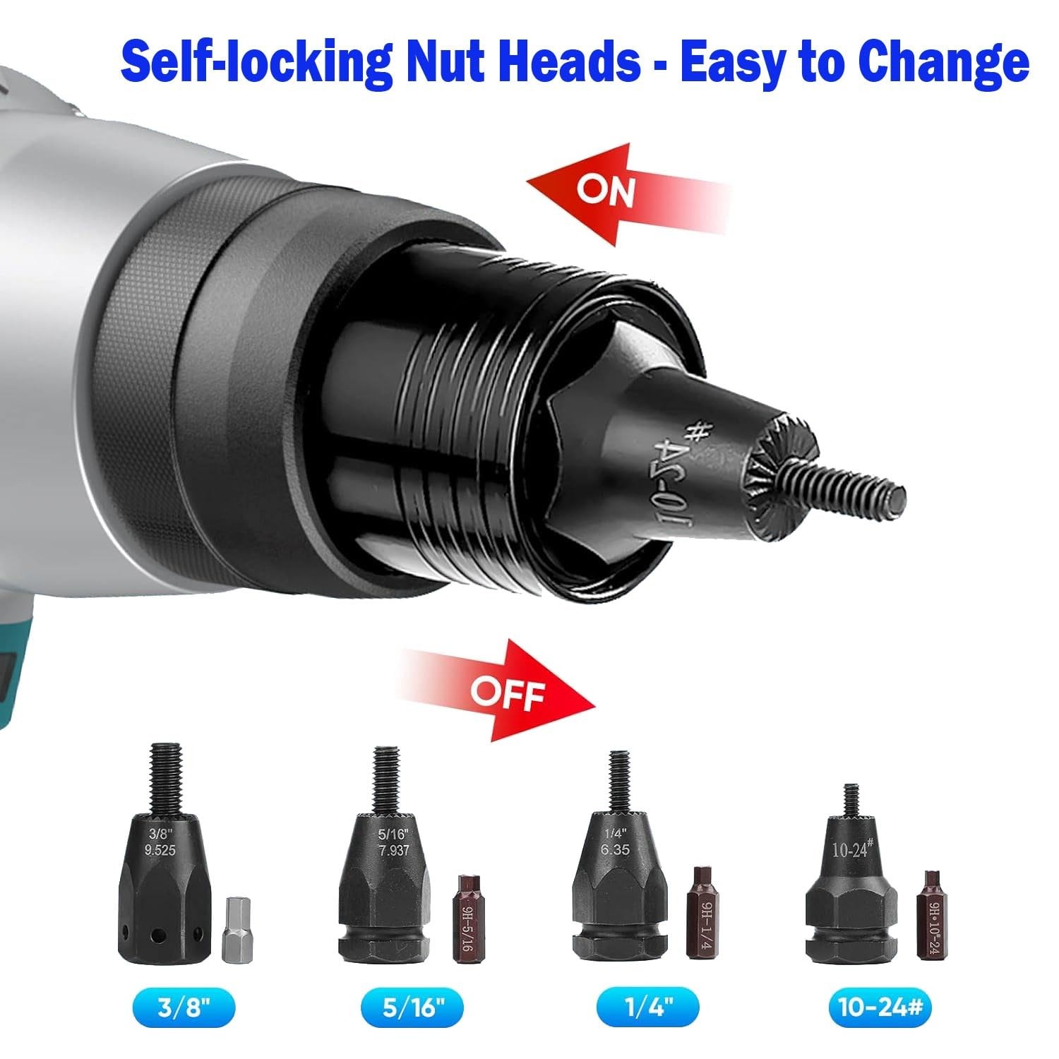 2-IN-1 Cordless Rivet/Rivet Nut Tool Electric Rivet Gun For Nuts(10/24″,…