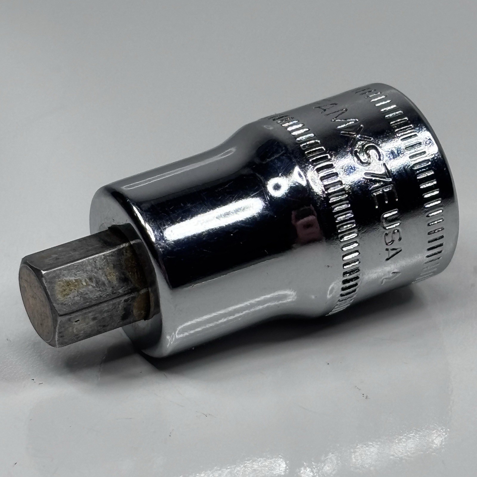 Snap On Tools FAMXS7E 3/8 Dr Metric 7mm Stubby Hex Socket Driver USA 2002 VGC