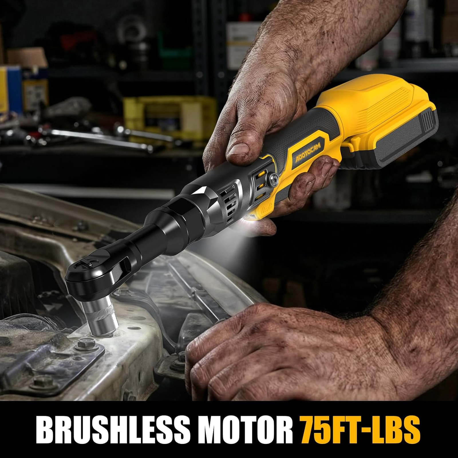 3/8″ Cordless Ratchet Wrench for Dewalt 20V Battery(Tool Only),75FT-LBS(102N.m