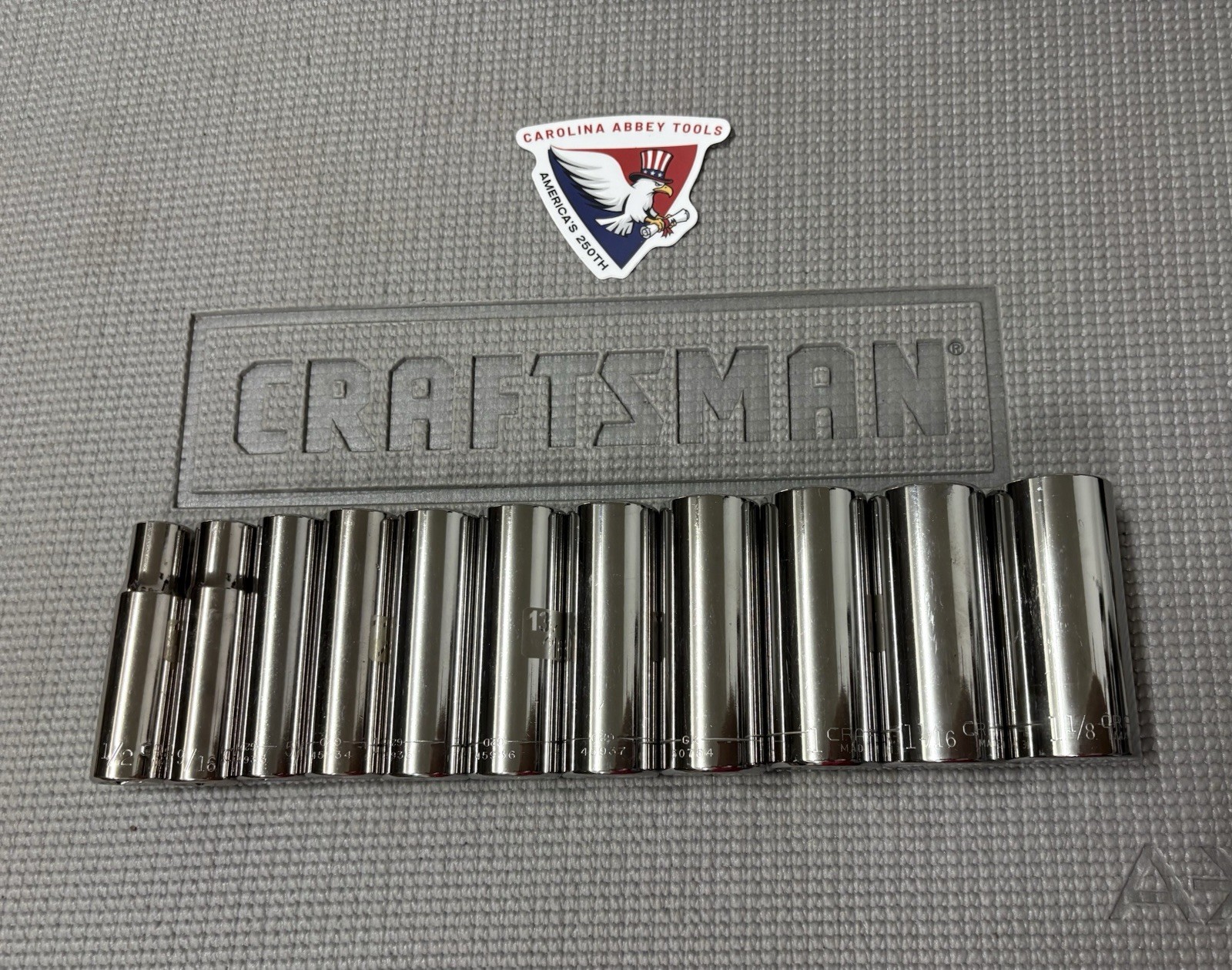 Sears Craftsman USA 11pc 1/2” Drive SAE Easy Read Sockets 1/2 – 1-1/8” Dual Mark