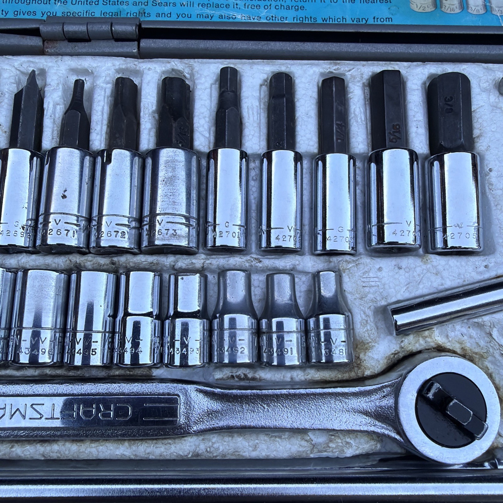 Sears Craftsman 1/4″ Drive 48pc SAE RHFT Socket Set Metal Case USA RARE 44392