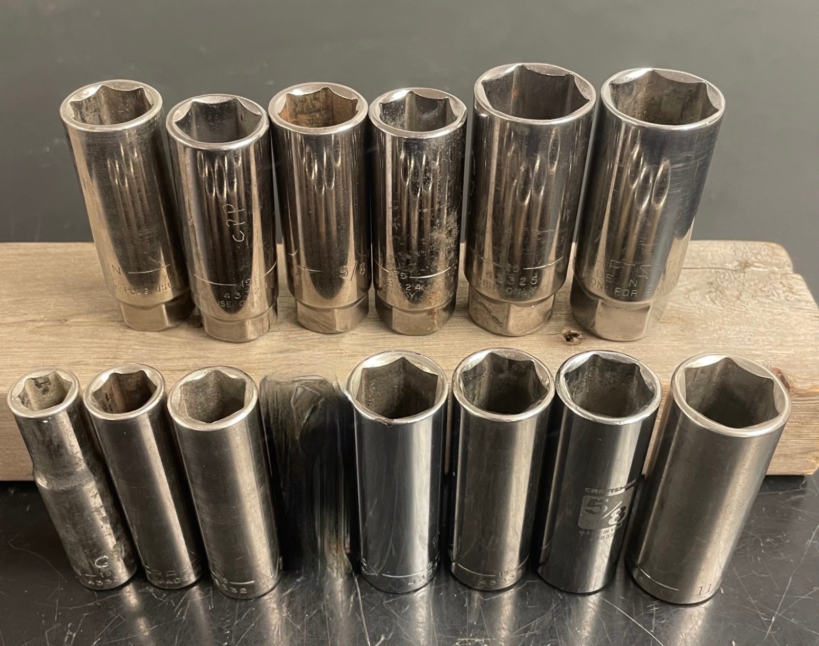 «LOT OF 15» CRAFTSMAN – 3/8” thru 13/16” – Deep – 3/8” Drive – 6 Point