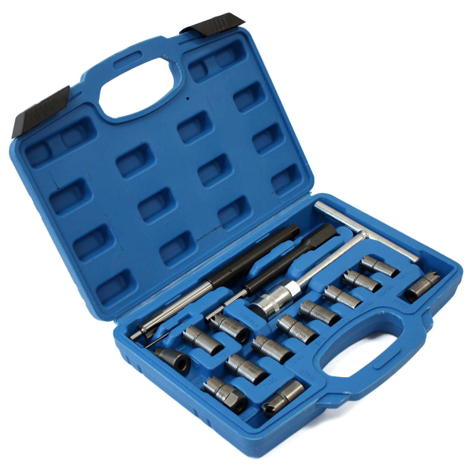 17pcs Diesel Injector Seat Cutter Cleaner Universal Injector Re-Face Reamer Tool