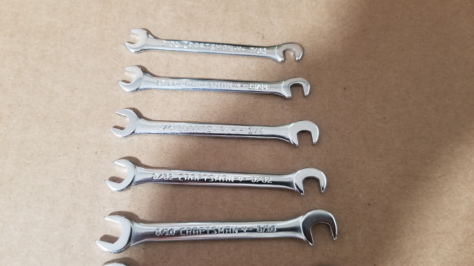 VTG Sears Craftsman 9_4306 Super-tuff Steel 8-Piece Open End Ignition Wrench Set