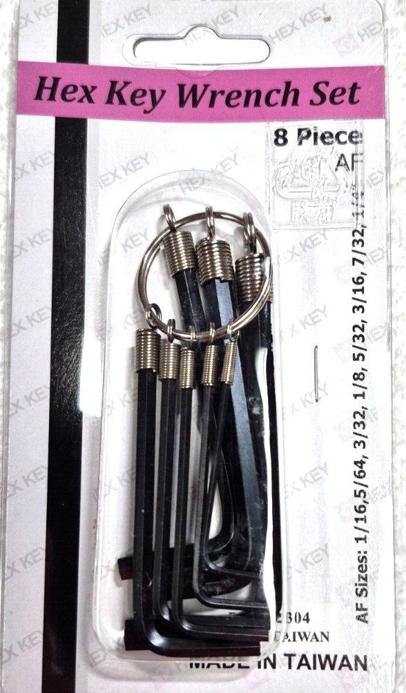 8 PC. HEX KEY WRENCH SET SAE HEX KEY ALLEN TYPE METAL