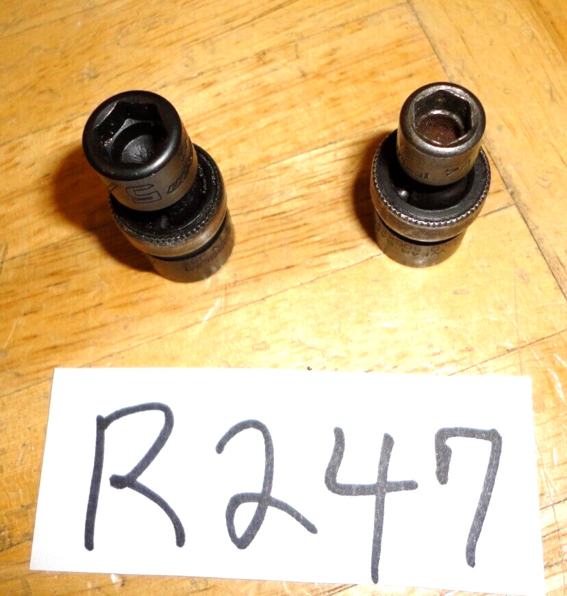 SNAP-ON TOOLS 2 PIECE 1/4 DRIVE SWIVEL IMPACT SOCKETS 1 USED 1/4 AND 1 NEW 5/16