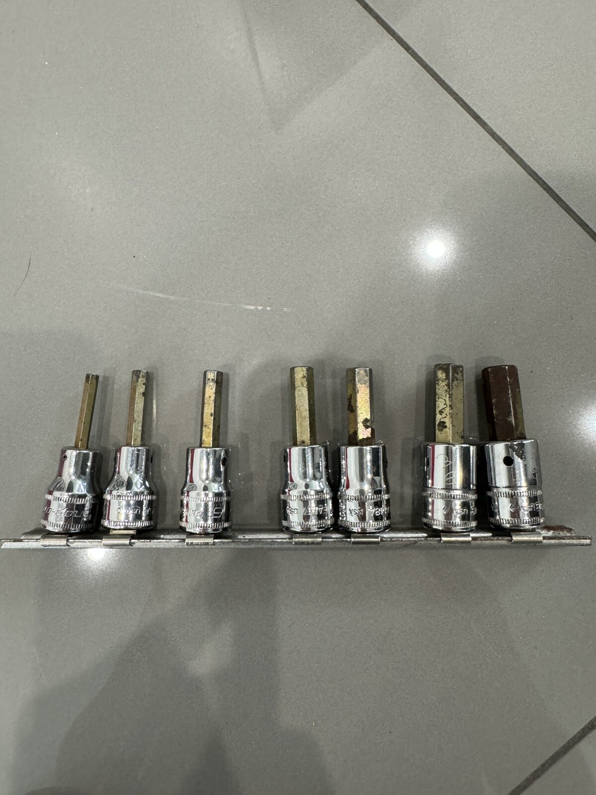 Set of 7 Snap On 3/8″ drive hex / allen sockets 4mm to 10mm (FAM4A to FAM10B)