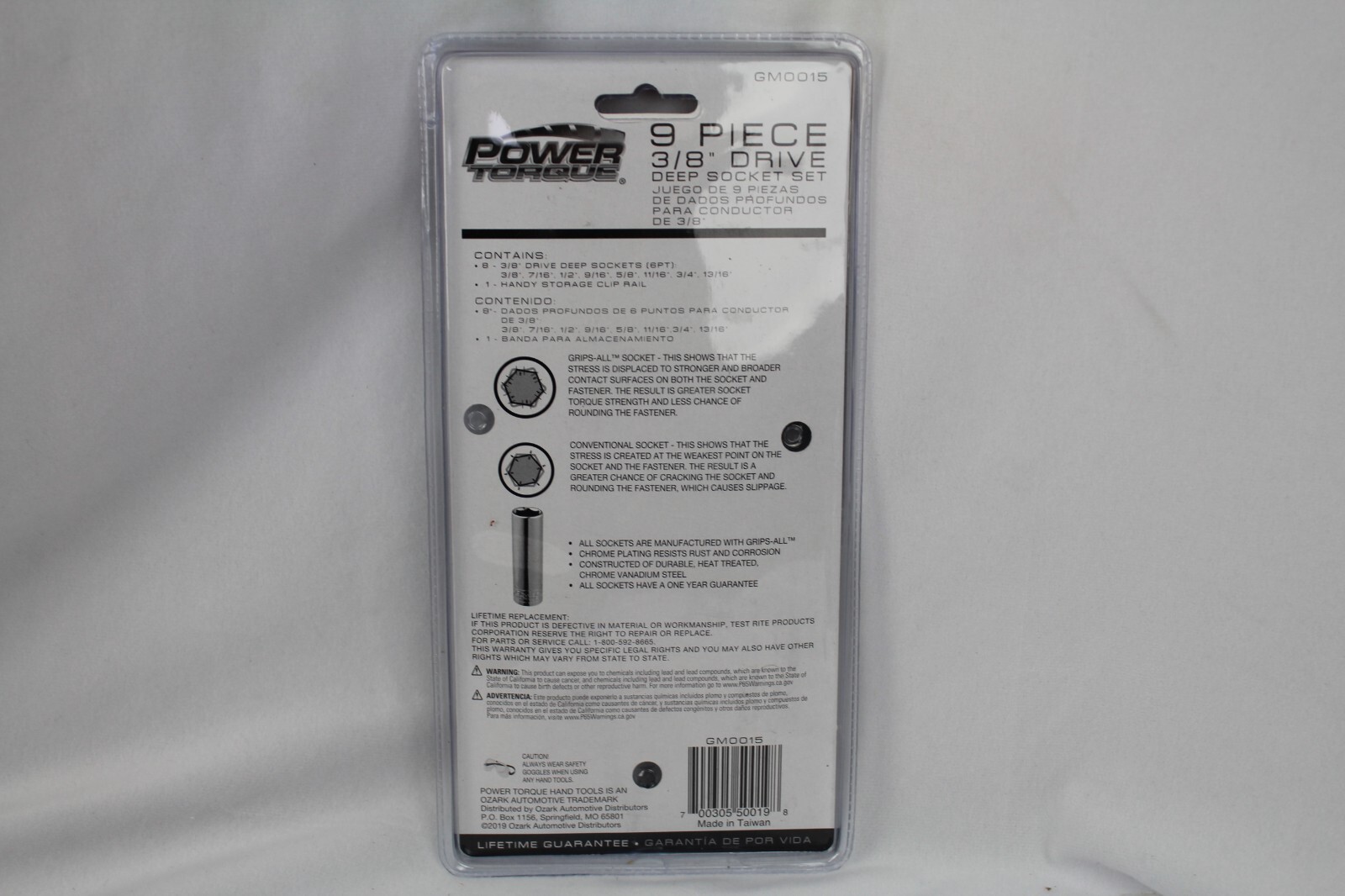 power torque 9 piece 3/8 drive deep socket set