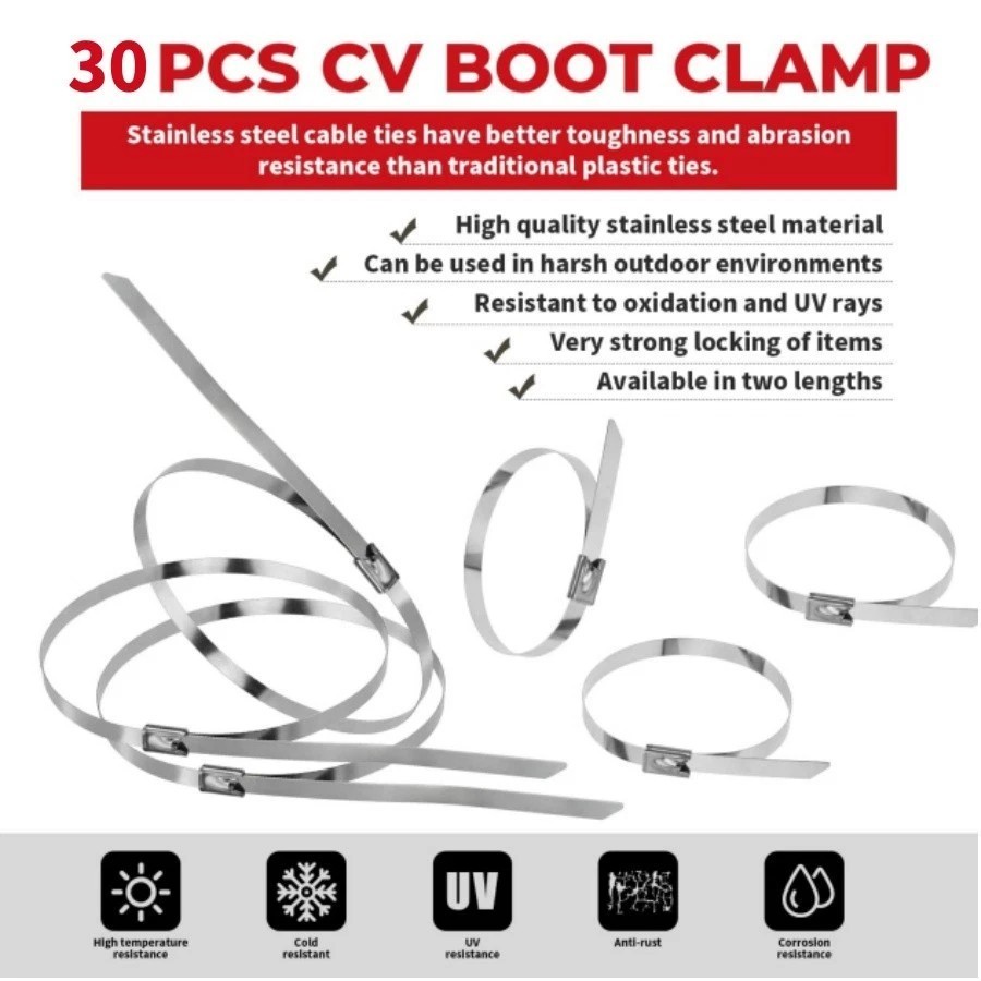 CV Joint Banding Boot Axle Clamp Tools w/ 30 Band and Buckle Clamps For Auto ATV