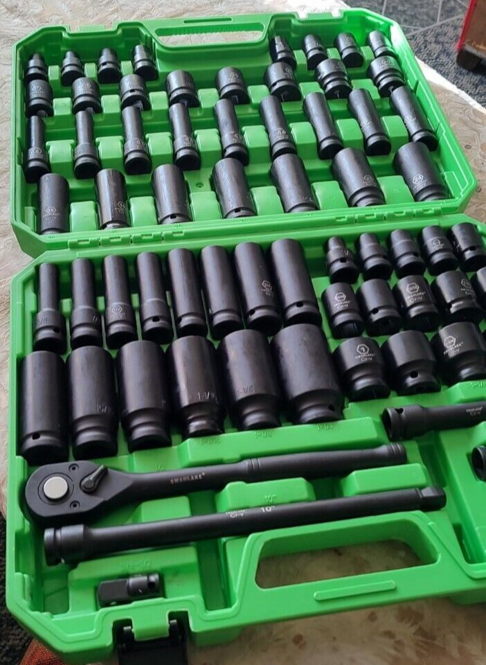 56-Piece 1/4″ Drive Master Impact Socket Set Standard SAE and Metric Sockets NEW