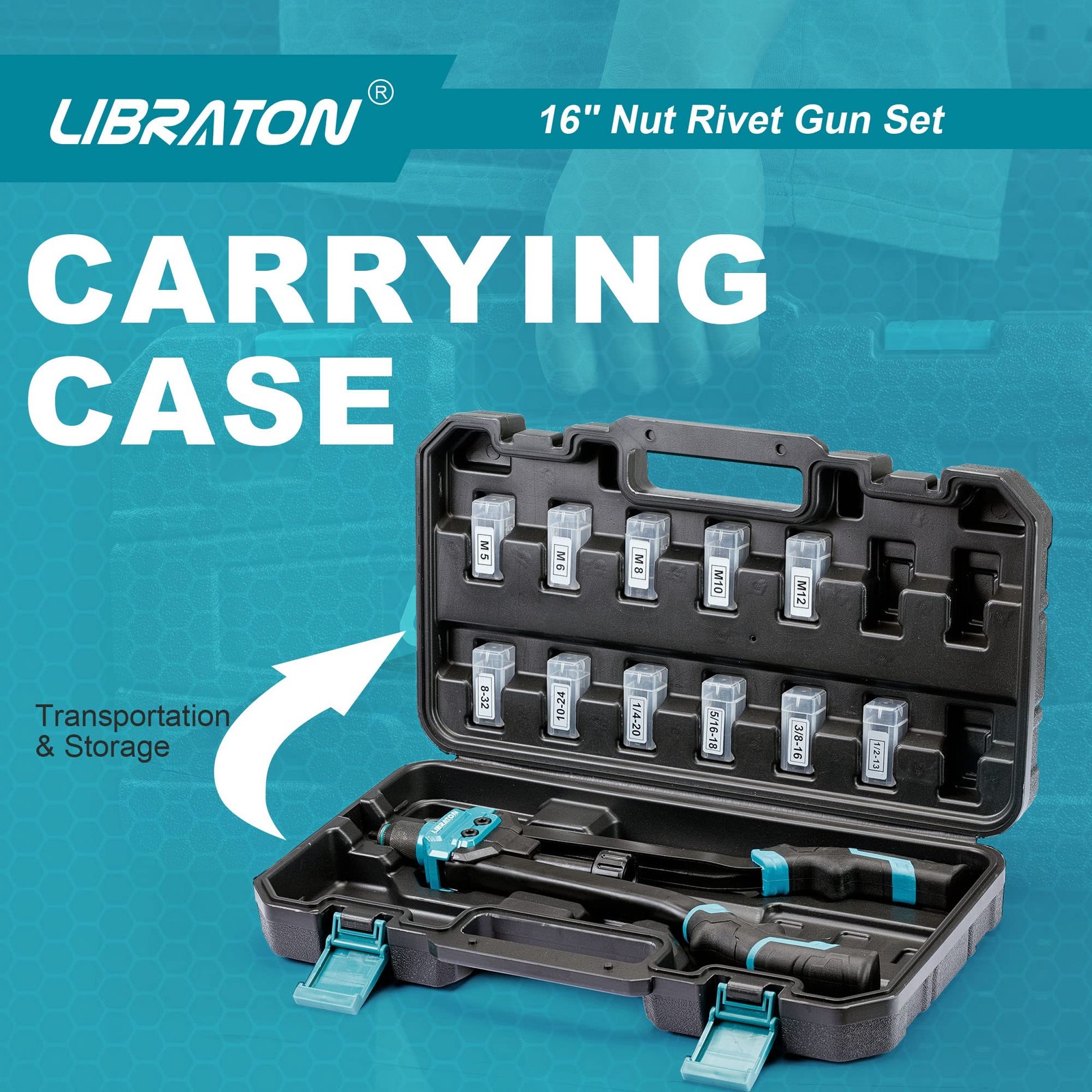 LIBRATON 16″ Rivet Nut Tool, Gun, Hand Heavy-duty Tool