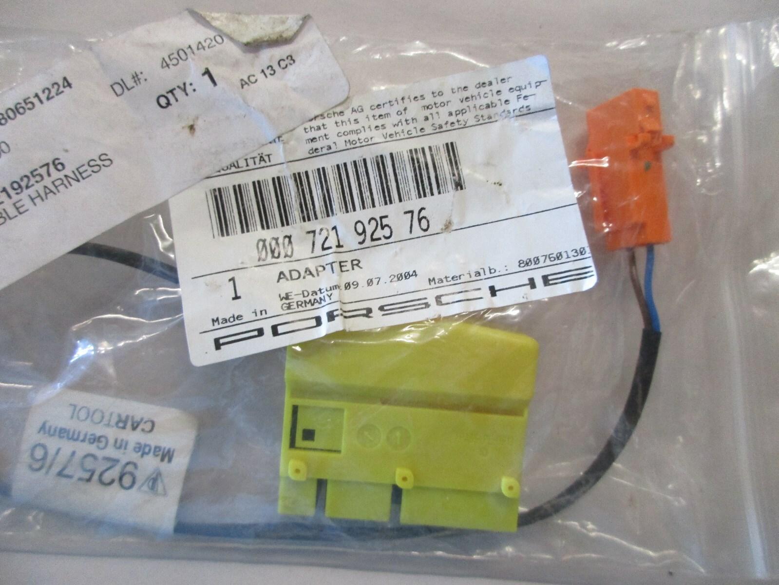 PORSCHE TOOL 9257 00072192570 SRS TEST UNIT ADAPTER CABLES AND HARNESS