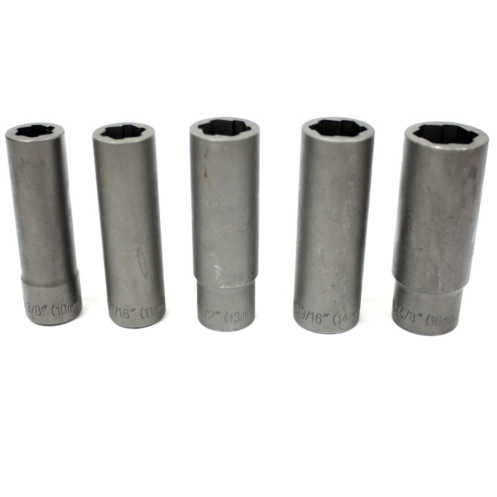 5pc Damaged Nut Bolt Remover Extractor Twist Socket Set Long 10-16mm 3/8 to 5/8″