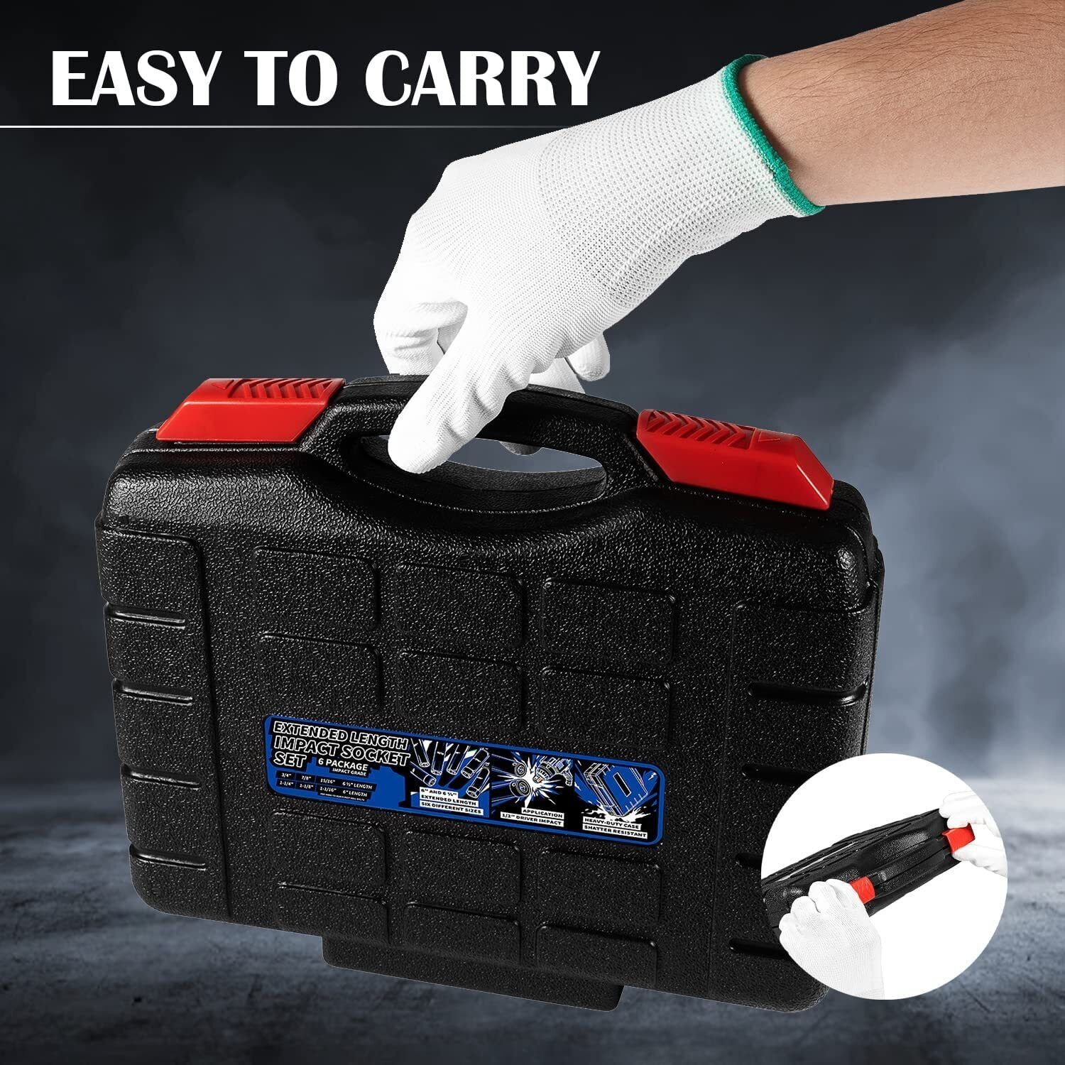 1/2 Inch Drive Heavy Duty Extended Length Extra-Deep Length Impact Socket Set