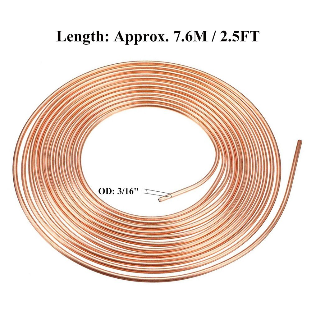 Copper Coated Steel Brake Line 3/16 inch 25 Feet for General Automotive Use