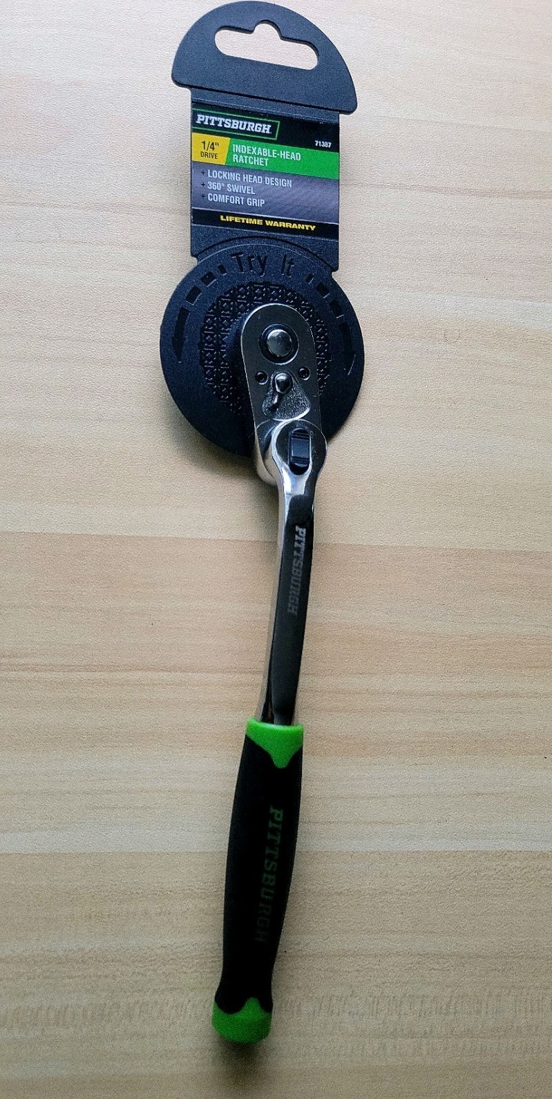 PITTSBURGH 1/4 in. Drive Indexable-Head Ratchet.360° SWivel