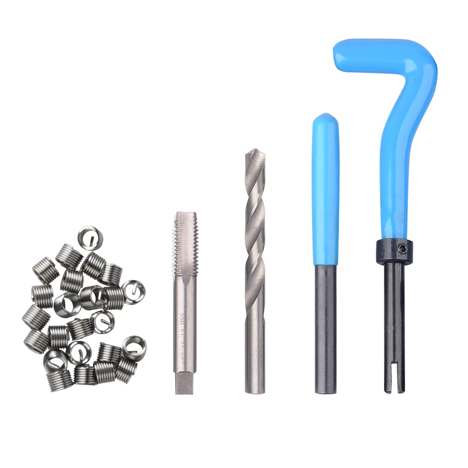 131PC SAE Thread Repair Kit, HSS Drill Helicoil Kit Standard, 1/4″ 5/16″ 3/8″ 7/