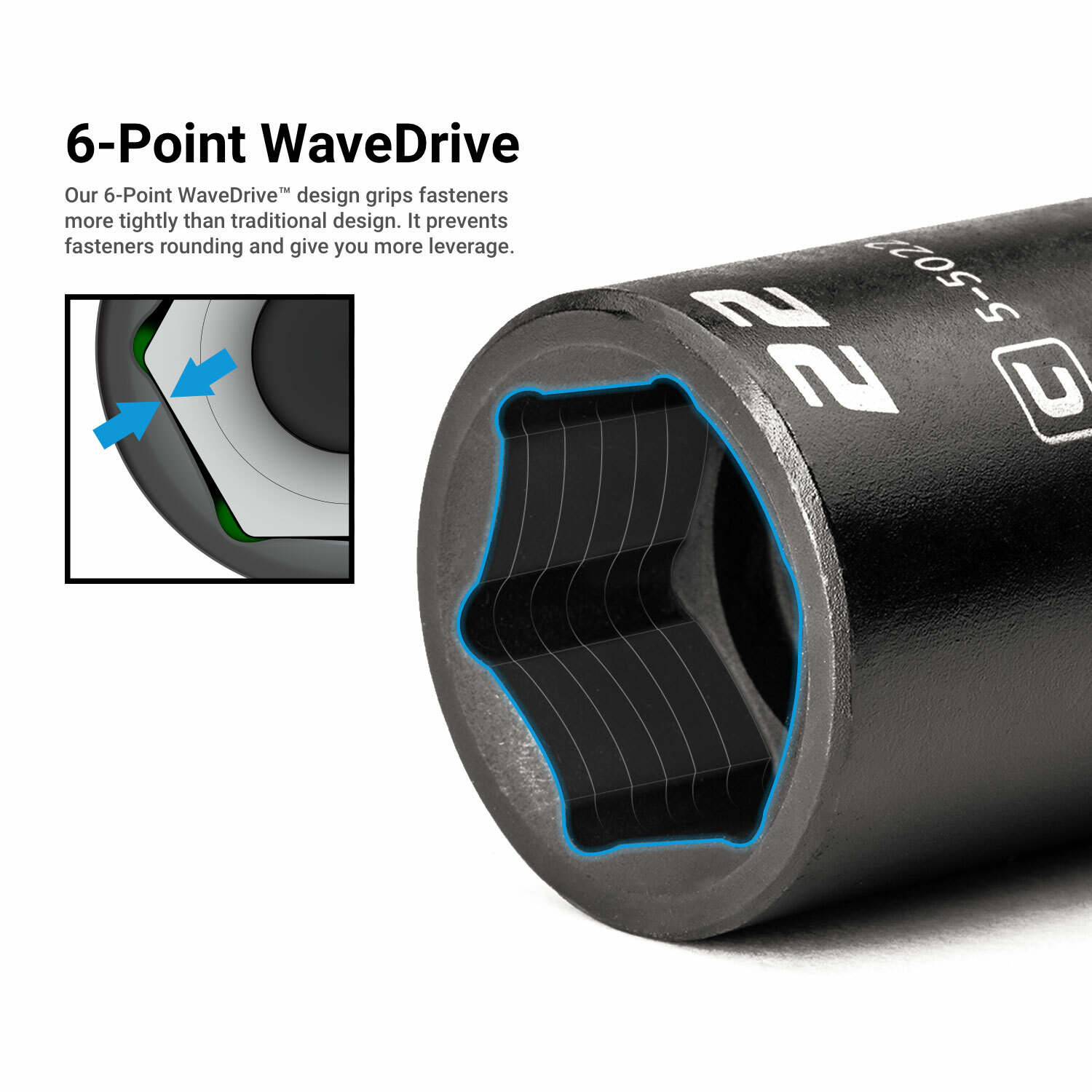 Capri Tools Semi-Deep Impact Socket, 3/8 in. Drive, 6-Point, Metric, 8 to 24 mm