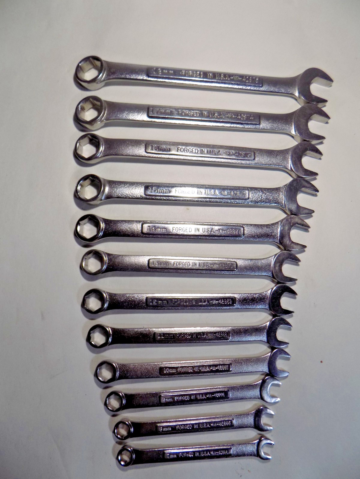 A++ 6 Point 12 Pc. USA Craftsman-VA- 7-18MM Combo Wrench Set In Rack-No Etchings