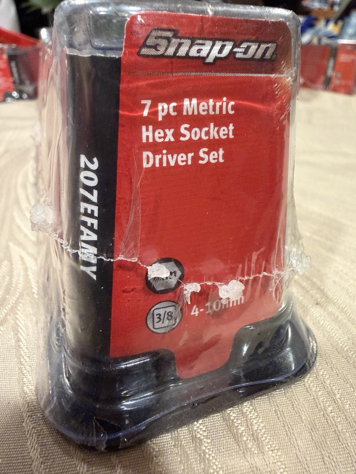 SNAP ON 207EFAMY 7pc Metric Hex Socket Driver Set . 3/8 Drive. 4-10 MM