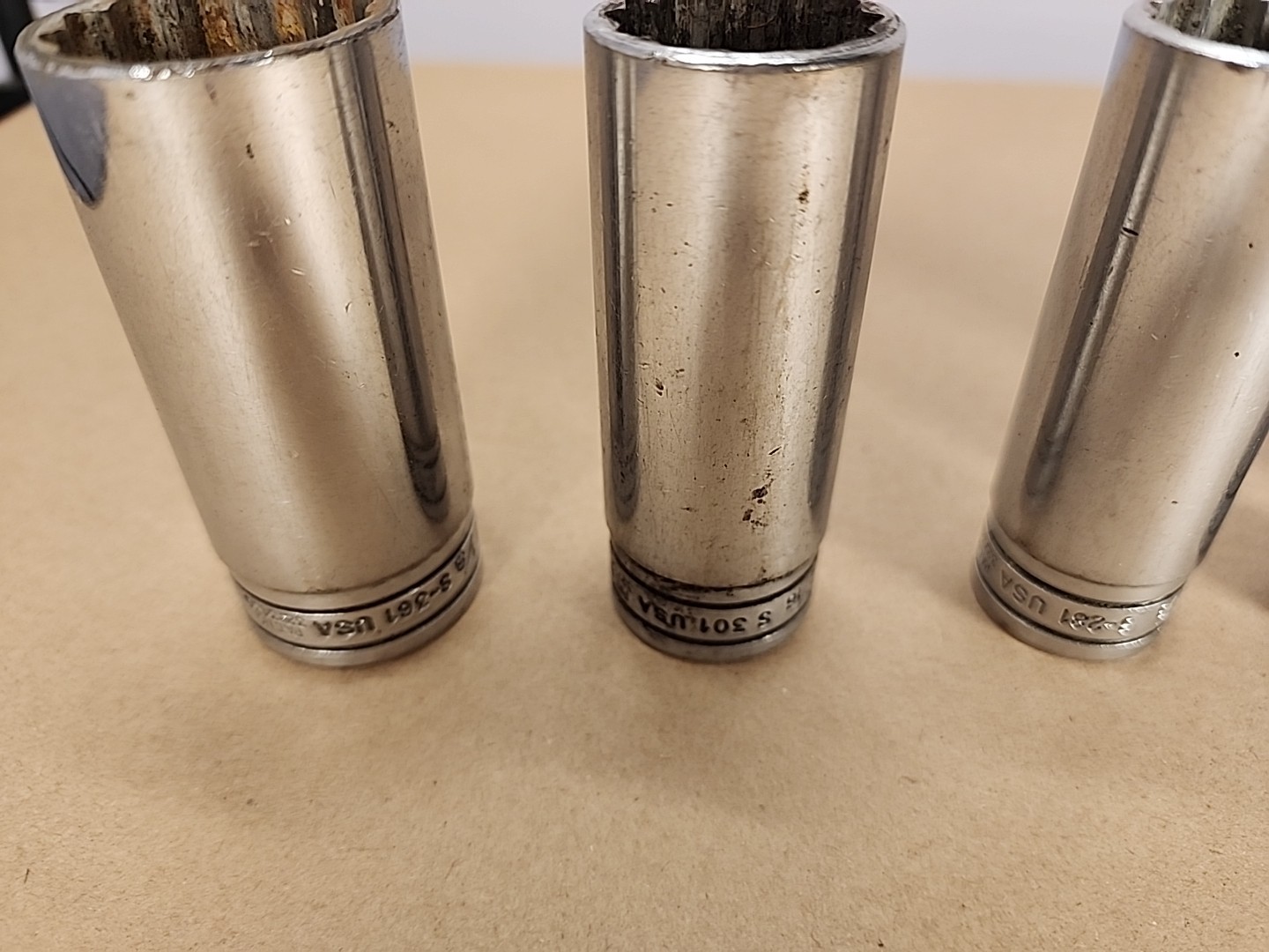 Snap On 1/2″ Drive 12-Point SAE Deep Chrome Socket S161 S241 S281 S301 S381 6pcs