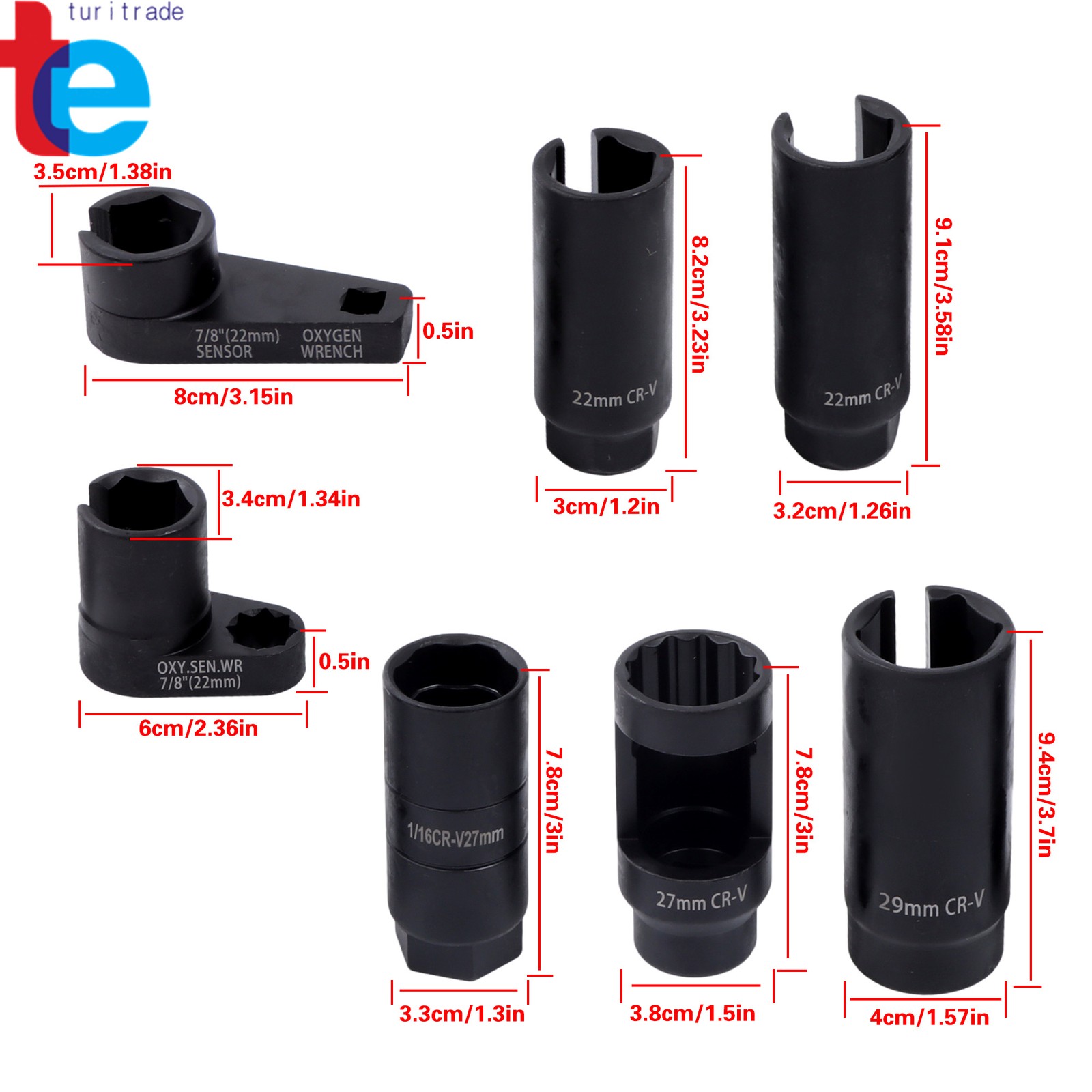 7Pcs Oxygen Sensor & Oil Pressure Sending Unit Master Sensor Socket Tool Set