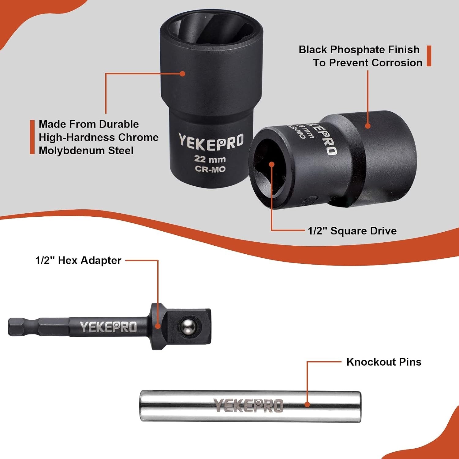 Professional Grade Lug Nut Extractor with Unique Tapered Design for Tough Jobs