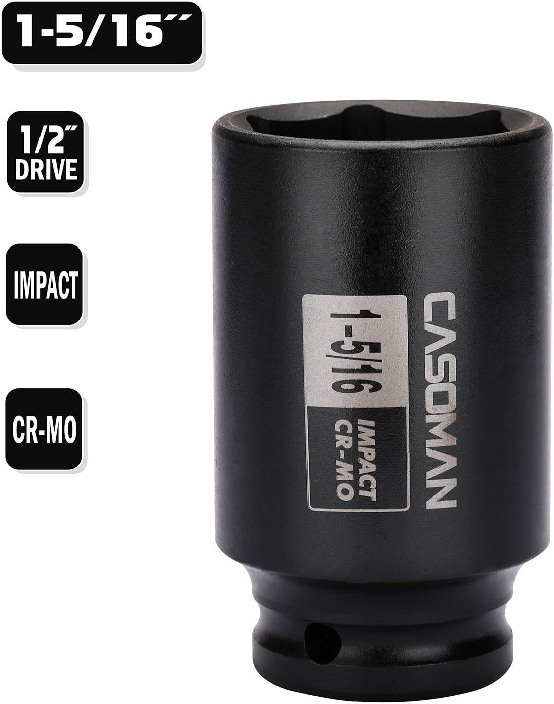 High-Torque 1/2-Inch Drive Deep Impact Socket – 1-5/16» SAE, Easy Read Markings