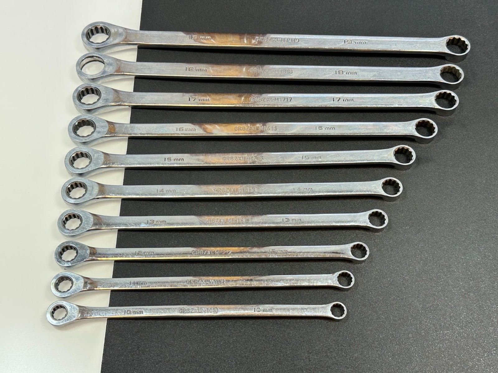 Matco Tools GRBZXLM 10pc Extra Long Metric 10mm-19mm Ratcheting Box Wrench Set