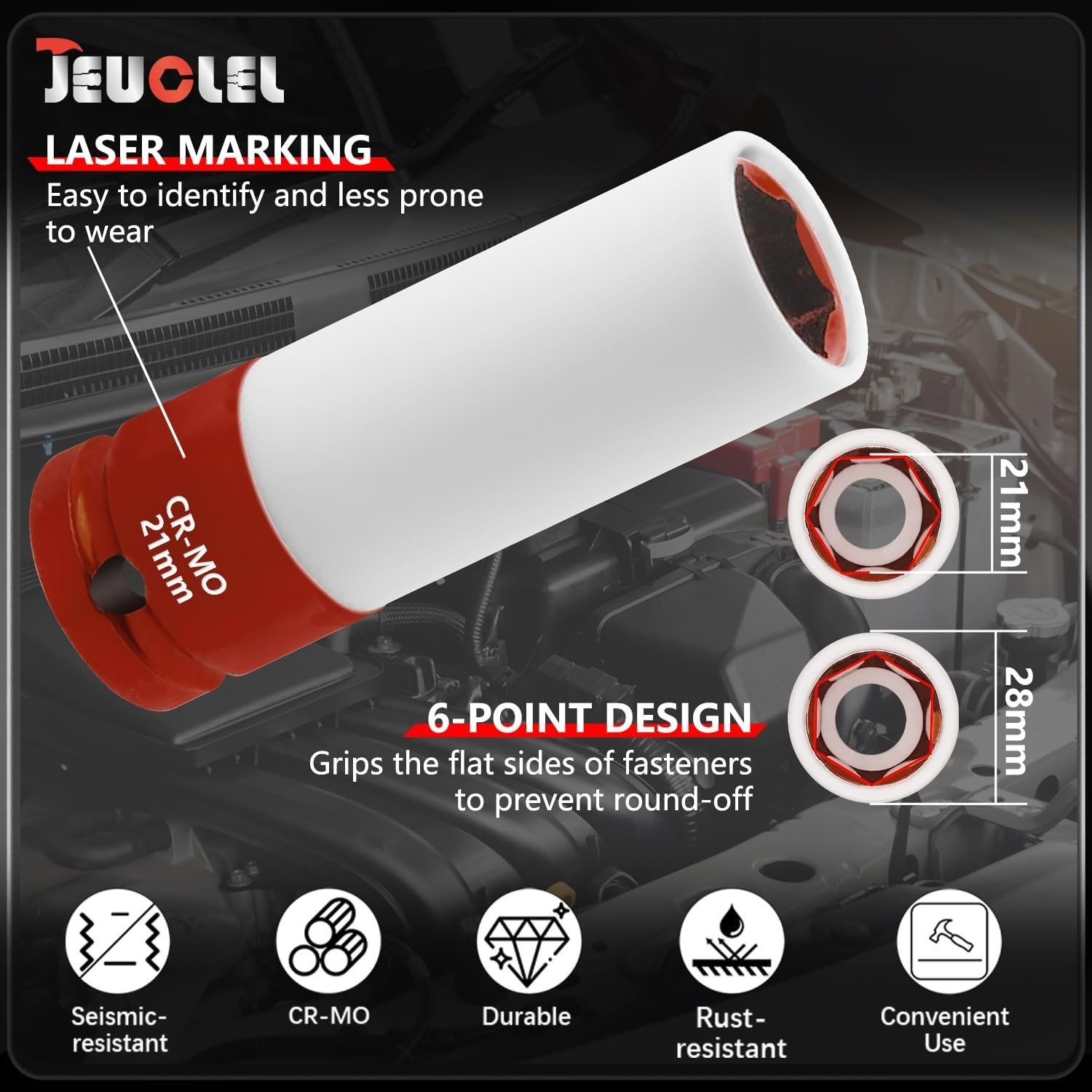 21mm Impact Socket, 1/2″ Drive Wheel Protector, Lug Nut Tool