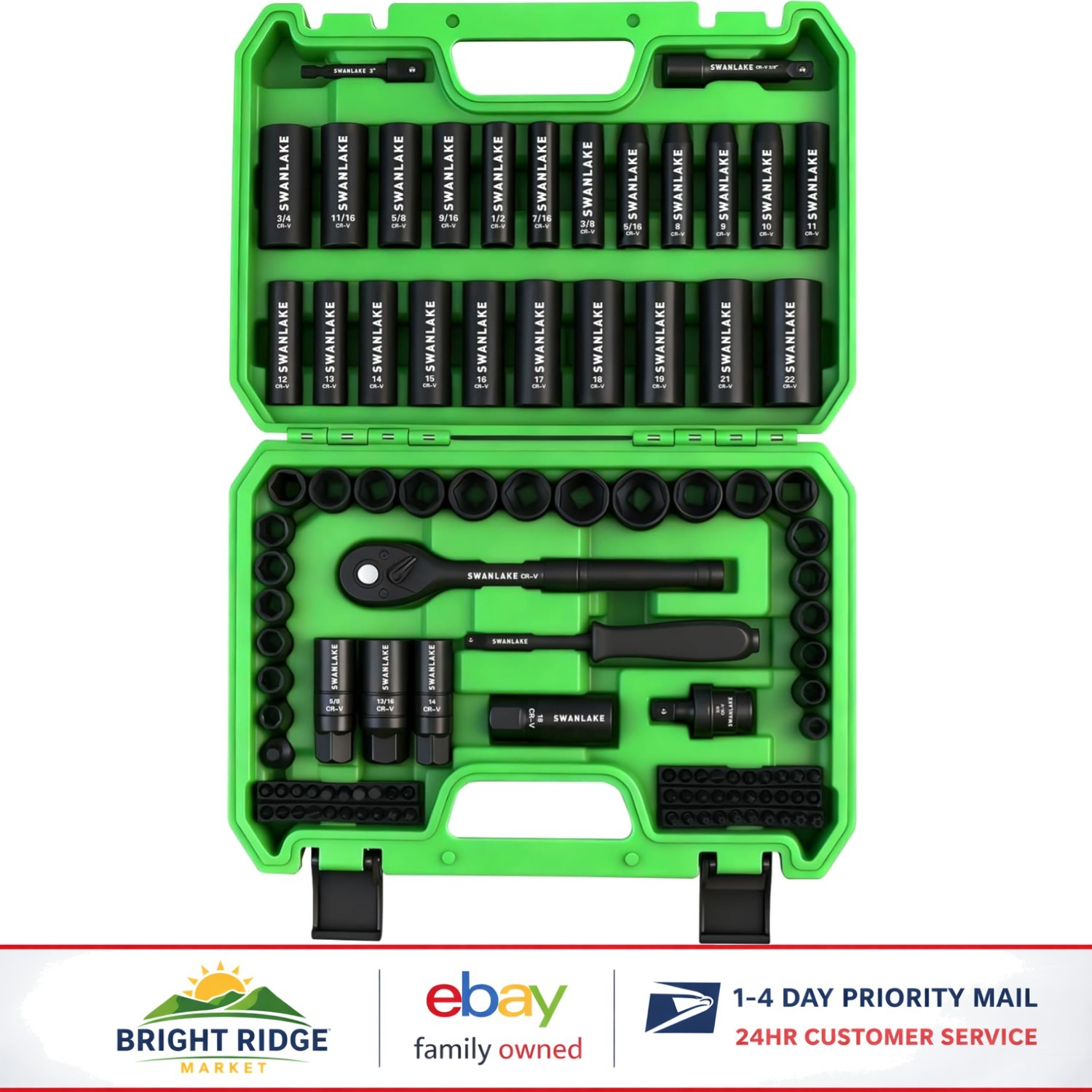 105-Piece Impact Socket Set with Ratchet Handle and Extension Bars for Mechanics