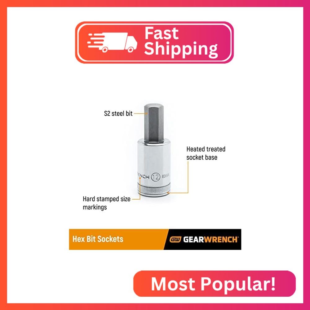 GEARWRENCH 3/8″ Drive Hex Bit Metric Socket 11mm – 80432