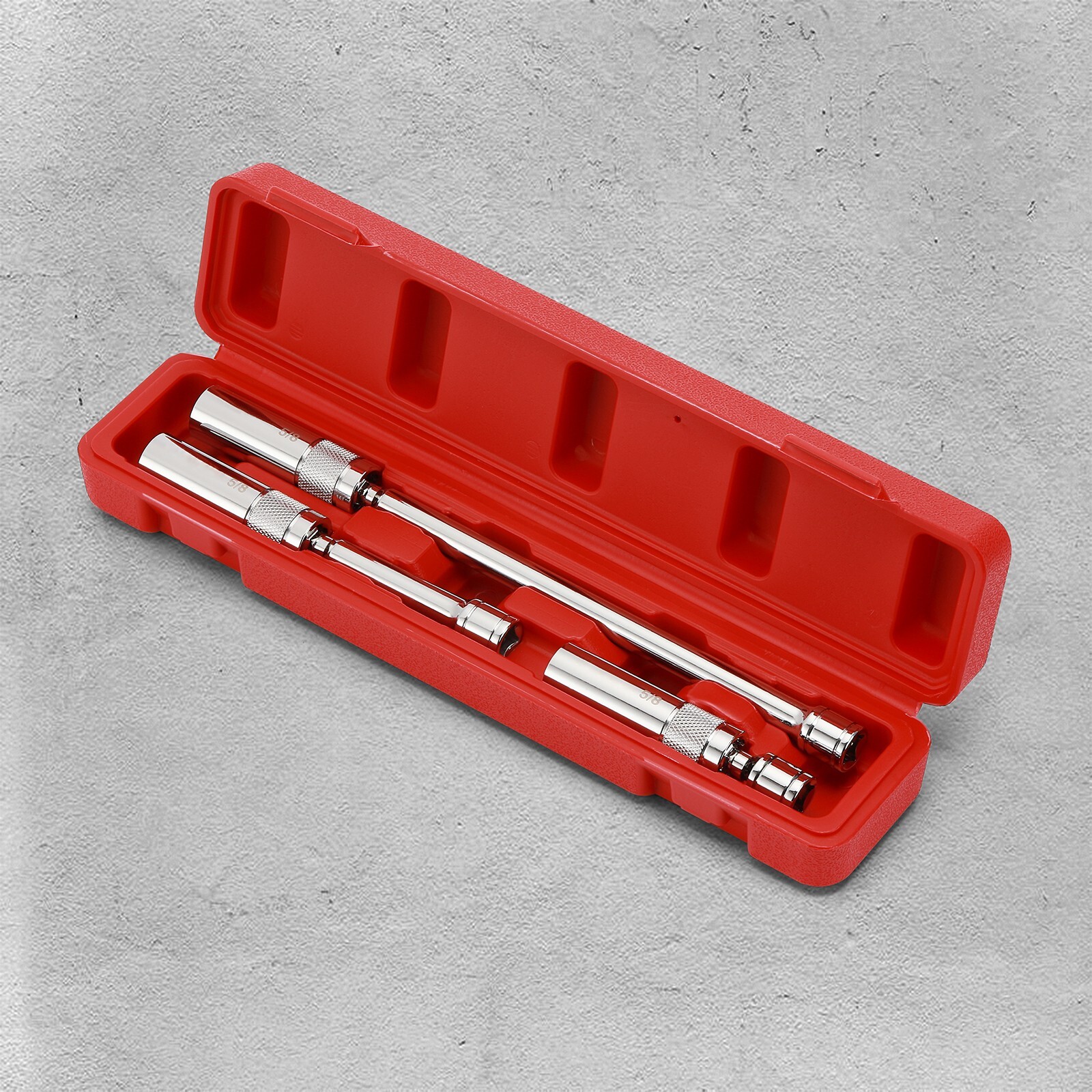 3/8″ Drive Swivel Magnetic Spark Plug Socket Set, 3 PCS 12 PT 5/8″ Extension Set