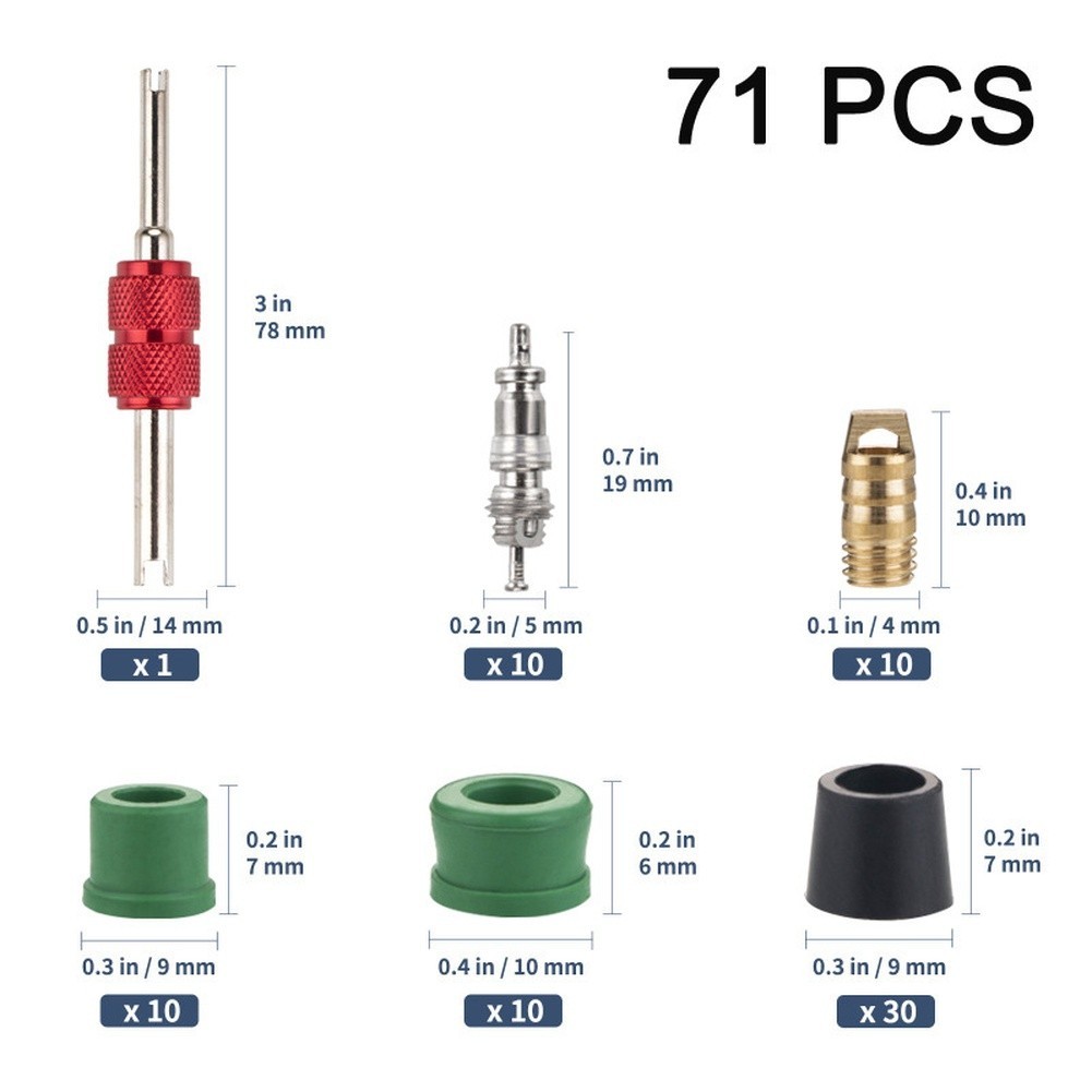 AC Valve Core Removal Tool Kit 71PCS for A C Repair with Hose Adapters