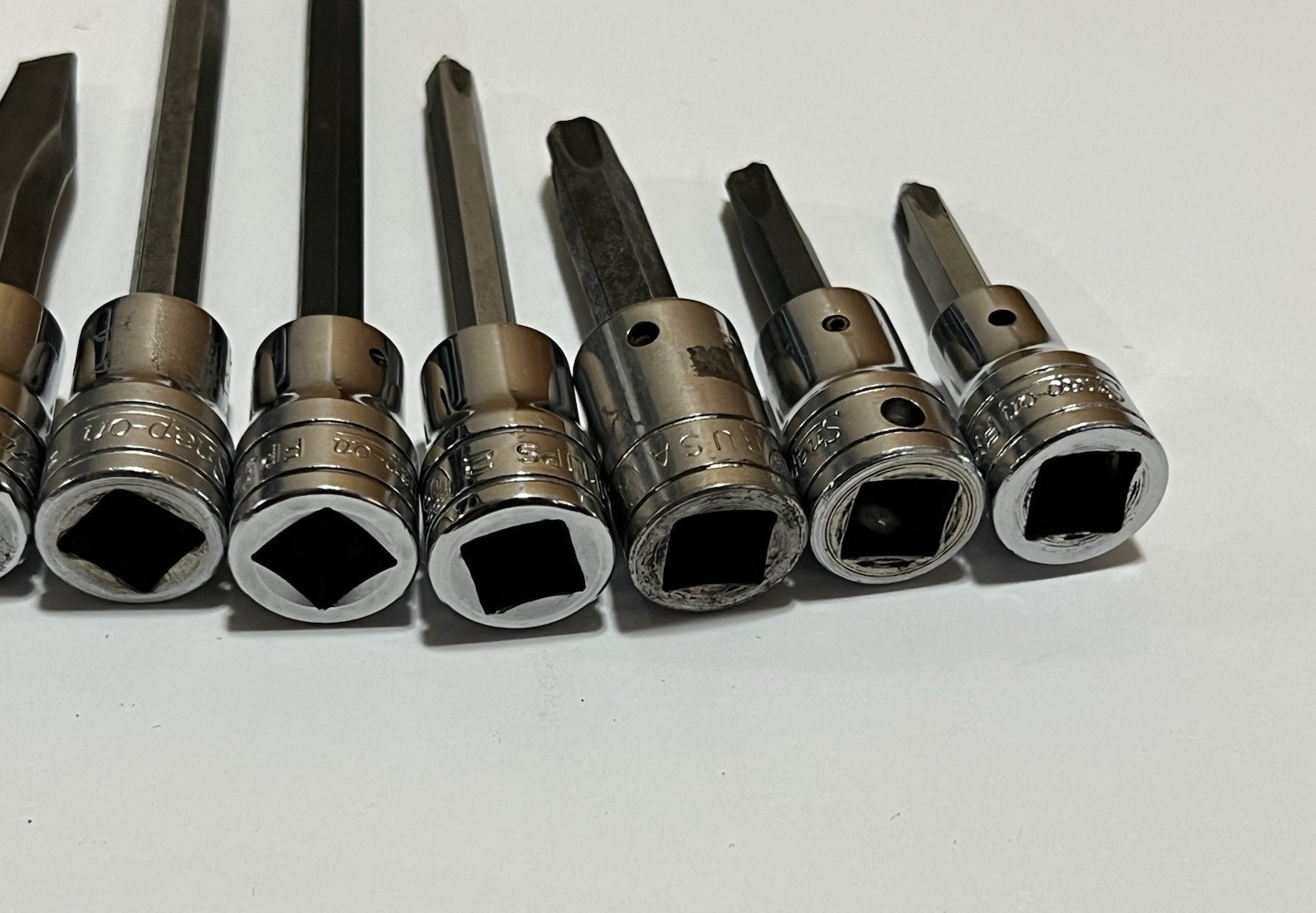 Snap On 3/8 Drive Drag Link Flat Tip and Phillips Socket Driver Set 9 pc USA