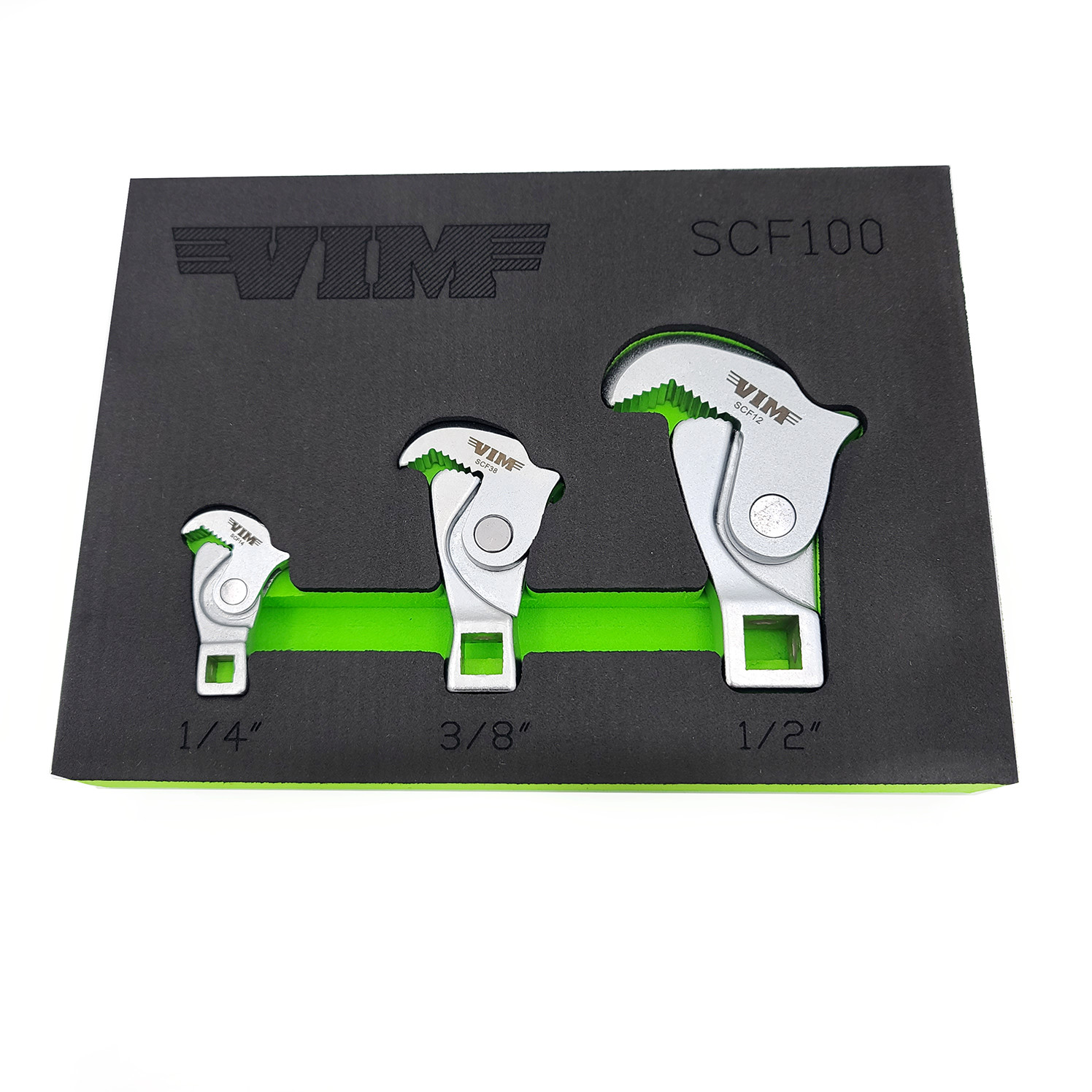 VIM SCF100 3 PC Spring Loaded Crowfoot Wrench Set 1/4 3/8 1/2 Inch New