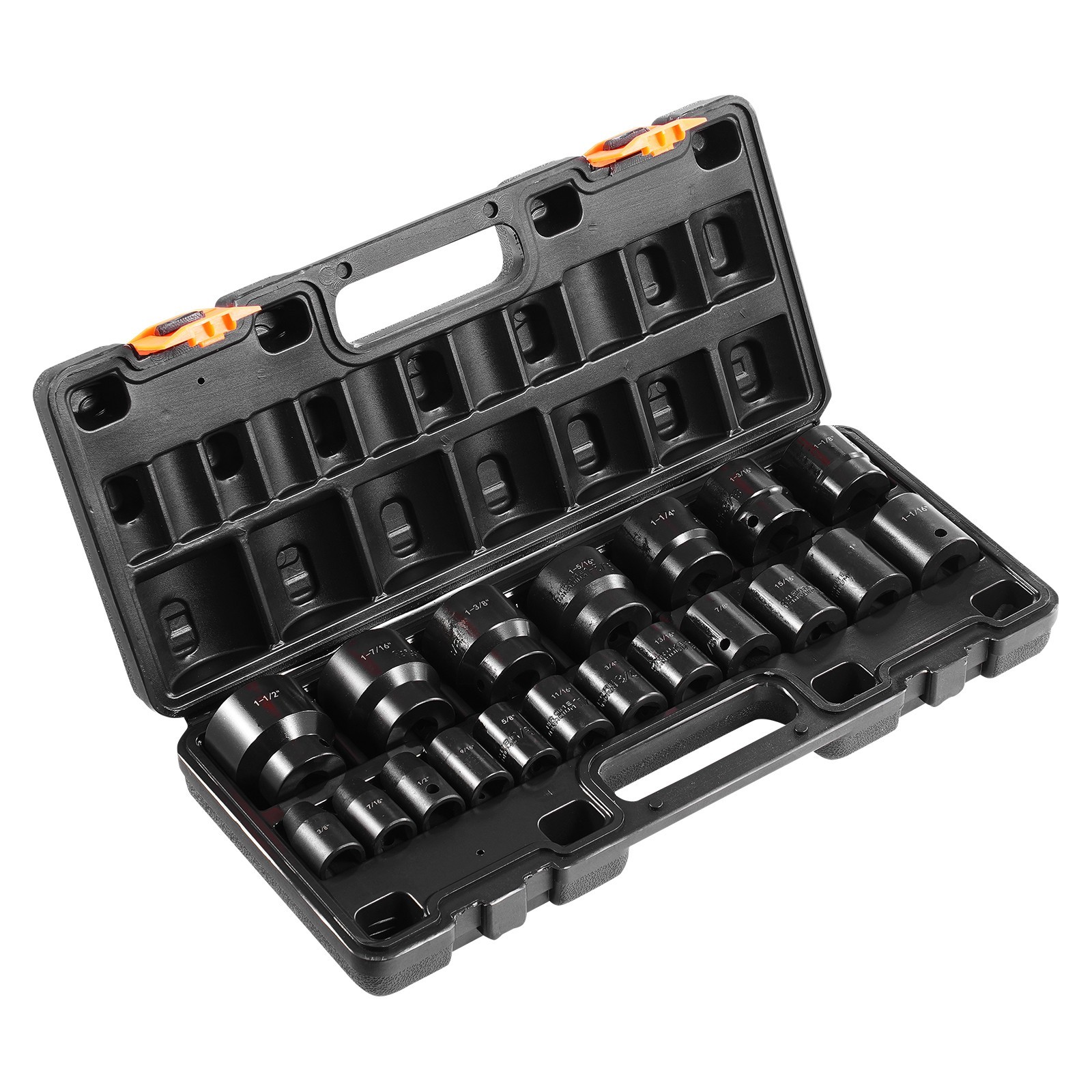 Impact Sockets Set 1/2 Inches 19 PCS 3/8» to 1-1/2» SAE 6-Point Extension Bar