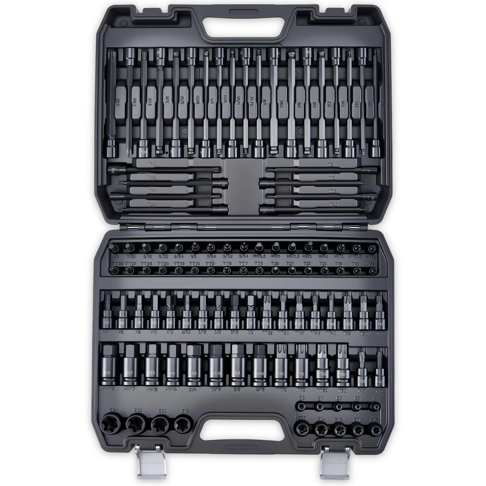 107-Piece Torx & Allen Bit Socket Set, S2 Steel, 1/4 3/8 1/2 Drive